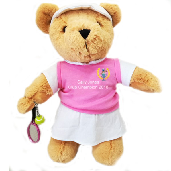Personalised Tennis Teddy Bear (girl) - Golf Gifts UK - Golf wrapped up