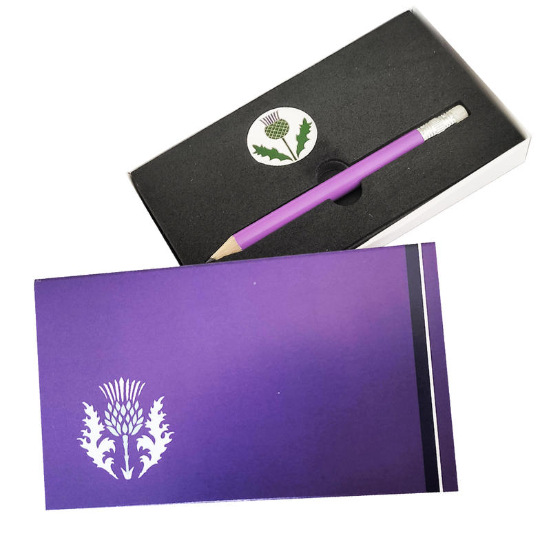 Scottish Ball Marker and Pencil Presentation Sleeve - Golf Gifts UK - Golf wrapped up