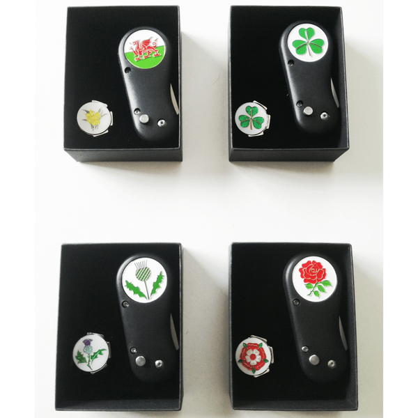 Patriotic Divot Tool and Visor Clip with Ball Marker - Golf Gifts UK - Golf wrapped up