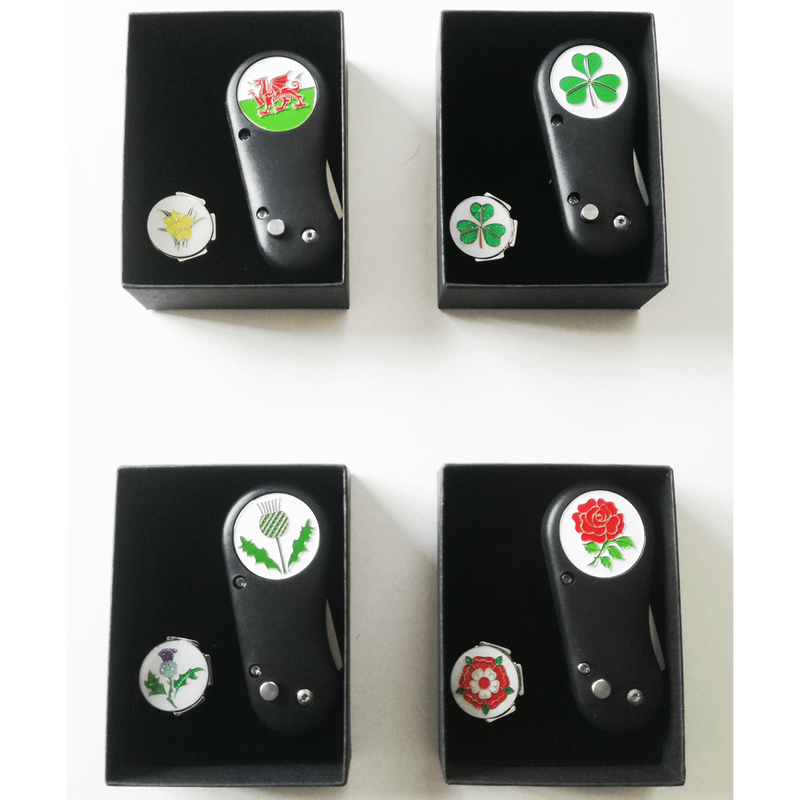 Patriotic Divot Tool and Visor Clip with Ball Marker - Golf Gifts UK - Golf wrapped up