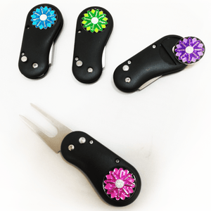 Divot tool and sparkly ball marker (black)