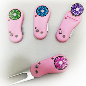 Divot tool and sparkly ball marker (pink)