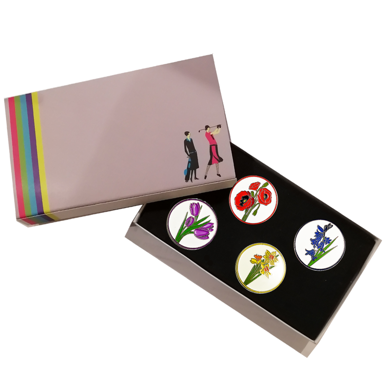 Flower Ball Markers in Presentation Sleeve - Golf Gifts UK - Golf wrapped up