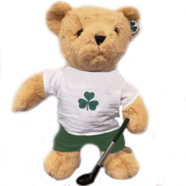 Irish Golfing Teddy Bear + FREE VISOR CLIP AND BALL MARKER - Golf Gifts UK - Golf wrapped up