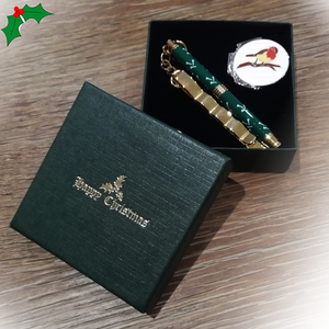 Golfers' Clip pen and Robin Visor Clip in Christmas Gift Box